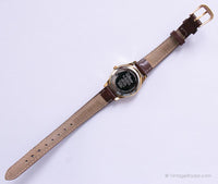 Pequeño tono de oro Mickey Mouse Fecha reloj | Vintage de los 90 Seiko Disney reloj