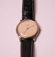 Vintage 90s Timex Quarz-Gold-Ton Uhr mit Champagner -Zifferblatt