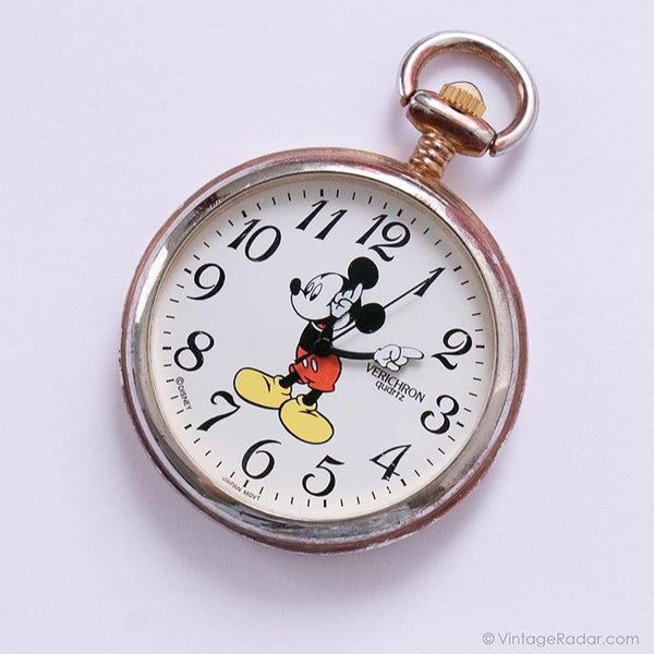 Vintage Verichron Mickey Mouse Tasche Uhr | Disney Eisenbahn Uhr