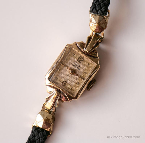 14k de oro sólido Mecánico reloj | Art Deco Gold reloj