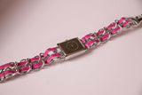 Cuarzo rectangular reloj para mujeres con detalles de correa rosa