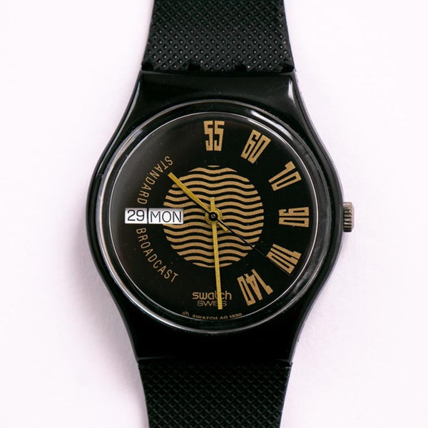 Black Elegant Luxury Vintage Swatch | Transmitir GB720 Swatch reloj