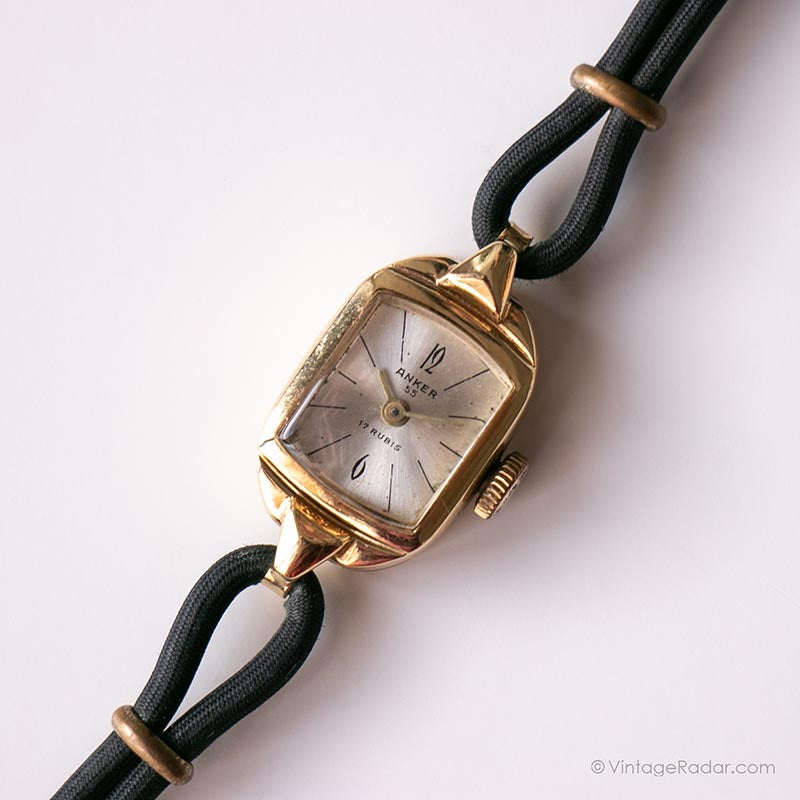 14k Gold Anker Mechanical Watch for Her | Art Deco Anker Watch ...