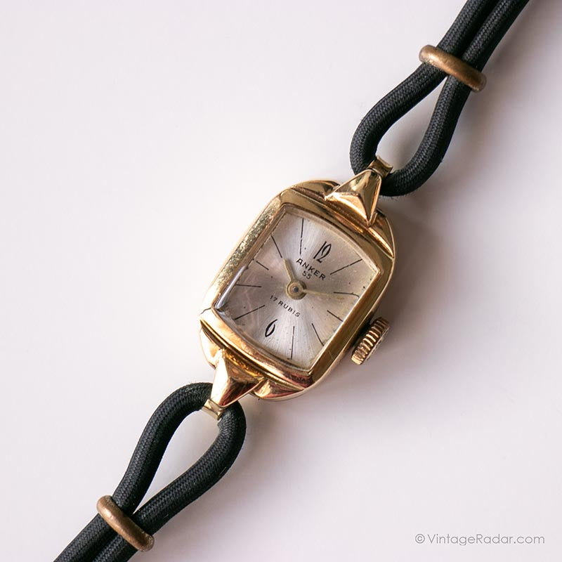 14k Gold Anker Mechanical Watch for Her | Art Deco Anker Watch ...