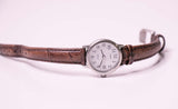 Pequeño 25 mm Timex Fecha indiglo reloj para mujeres | Correa de cuero marrón
