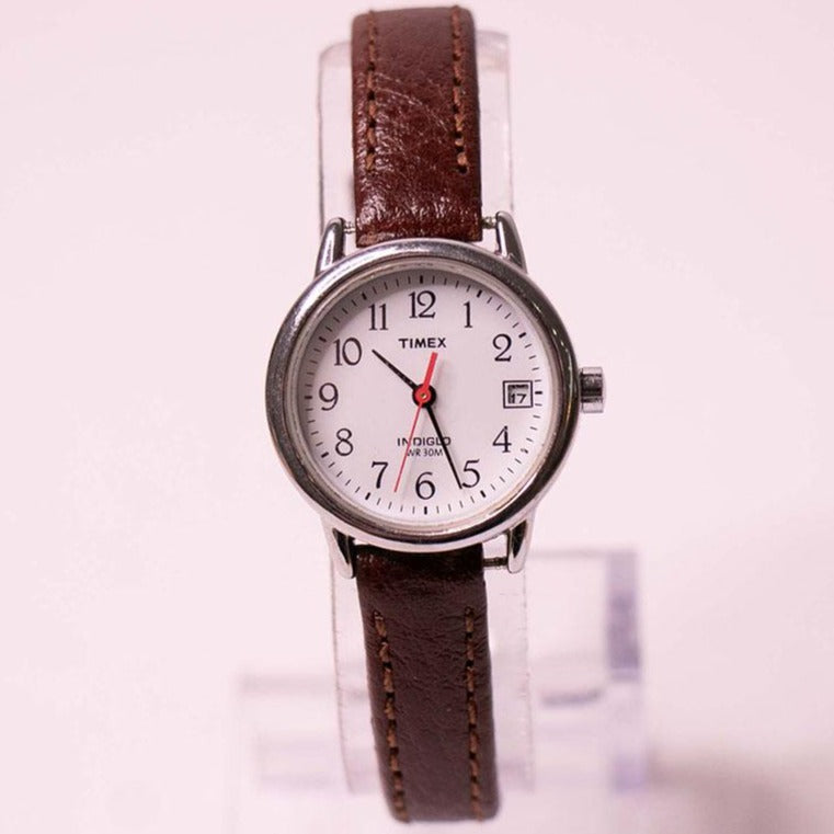 Small Ladies Brown Leather Timex Watch | Timex Indiglo Watch  display picture 3