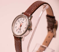 Pequeñas damas de cuero marrón Timex reloj | Timex Indiglo reloj para mujeres