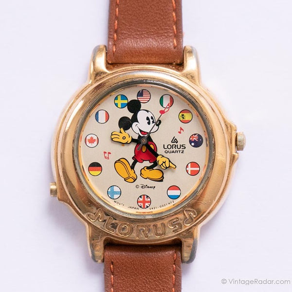 Vintage Mickey Mickey Mouse Watch Lorus Gold Lorus World Flags