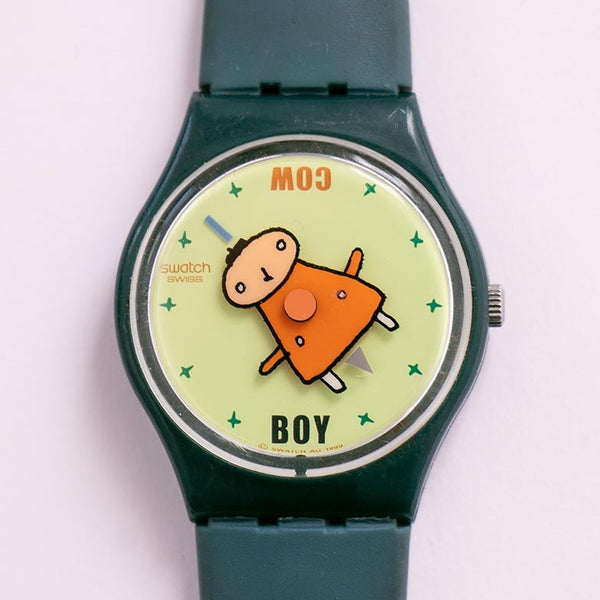 Muuhh GG187 vintage Swatch montre | Garçon et vache gent Swatch montre