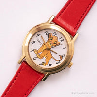كلاسيكي Disney Timex Lion King Watch | طابع سيمبا النغمة الذهبية Disney راقب