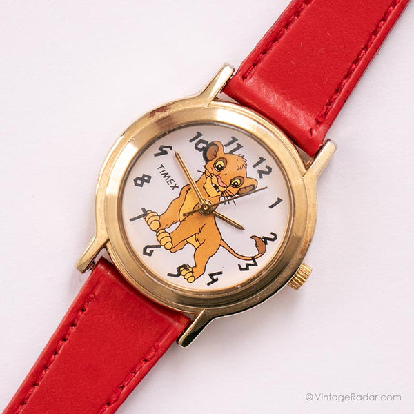 Jahrgang Disney Timex König der Löwen Uhr | Gold-Ton-Simba-Charakter Disney Uhr