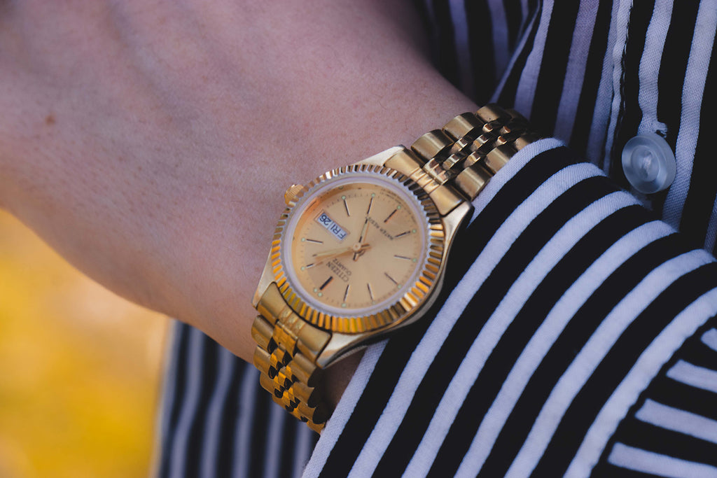 Gold Stainless Steel Citizen 600G-R00421 Watch | Rolex Homage Watch ...
