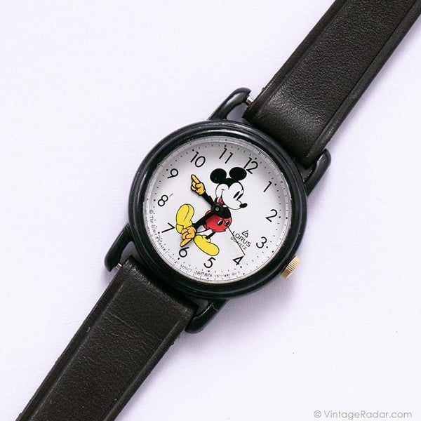 Vintage Tiny Black Mickey Mouse Lorus V811-0070 Z0 Watch for Women