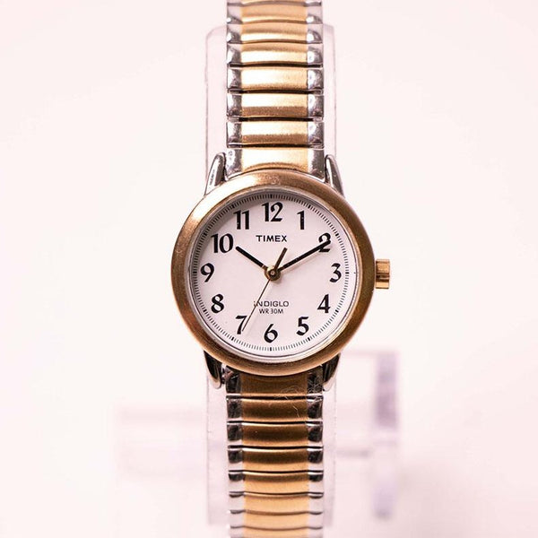 Kleiner zweifarbiger Timex Indiglo Uhr Für Frauen CR 1216 Zelle