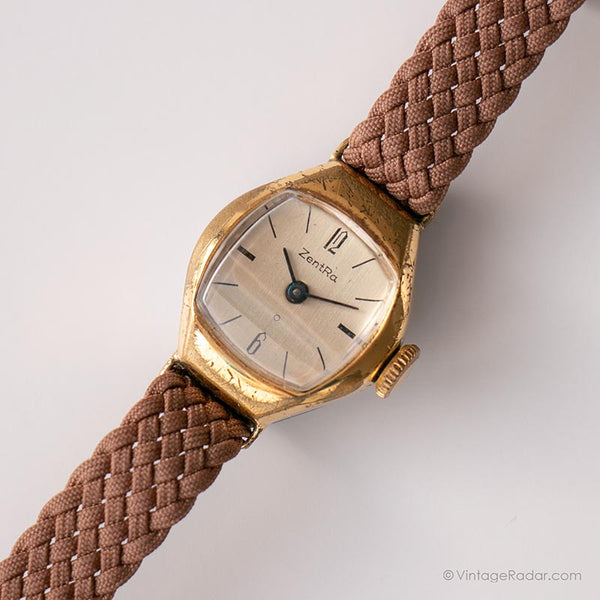 Jahrgang Zentra Mechanisch Uhr für Damen | Winziger Gold-Ton Uhr