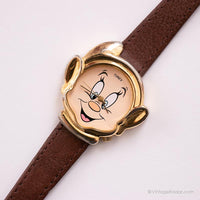 1980 Timex Dopey Watch | Gold-Tone Snow White Disney Character Watch