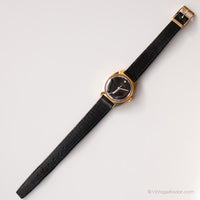 Vintage-Schweizer Alfex Mechanisch Uhr Für Frauen mit schwarzem Zifferblatt