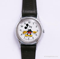 Vintage Silber-Ton Mickey Mouse Lorus V515-6080 A1 Quarz Uhr