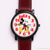 Vintage Schwarz Lorus Mickey Mouse Uhr | 90er Jahre Disney Quarz Uhr