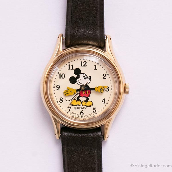Vintage Classic Gold-Ton Mickey Mouse Lorus V515-6080 A1 Uhr