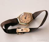 Art Deco 1940s Watch German Watch - ساعة السيدات المطلية بالذهب