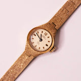 Tono dorado Jules Jurgensen Ventilamiento a mano mecánico reloj para mujeres