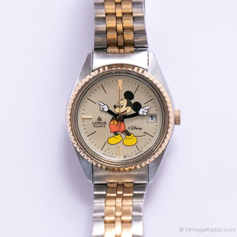 Two-Tone Lorus Mickey Mouse Date Watch | Luxury Vintage Disney