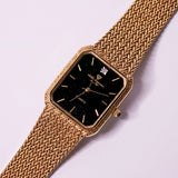 Vintage Black Dial Jules Jurgensen Diamond Quartz Watch Adjustable