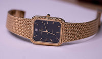 Quadrante nero vintage Jules Jurgensen Diamond Quartz Watch Regolable