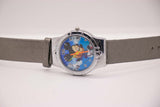 Blue Mickey Mouse Vintage Watch - Silver-tone Disney Unisex Watch
