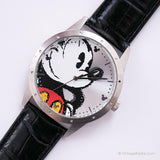 Vintage 43 mm Mickey Mouse reloj | Tono de plata grande Disney Reloj de pulsera