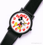 Noir vintage Lorus Mickey Mouse montre pour les tailles de poignet moyennes