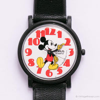 Vintage Schwarz Lorus Mickey Mouse Uhr Für mittlere Handgelenkgrößen