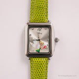 Antiguo Tinker Bell Hada reloj para mujeres con correa de cuero verde