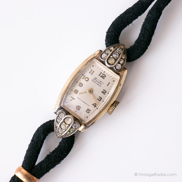 Bader vintage de oro de los años 50 reloj | 15 Movimiento mecánico de Rubis