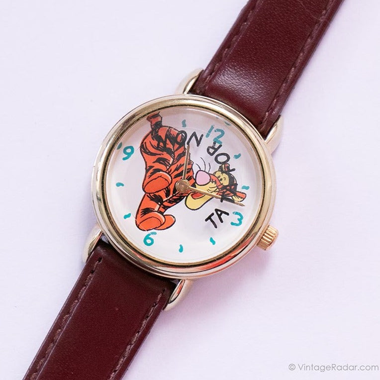 VTG 90’s Y2K Timex Disney’s Tigger Gold-Tone Collectible Wristwatch LeatherStrap Vintage Gold-tone Tigger Watch | Disney Store Original Watch  main image 4