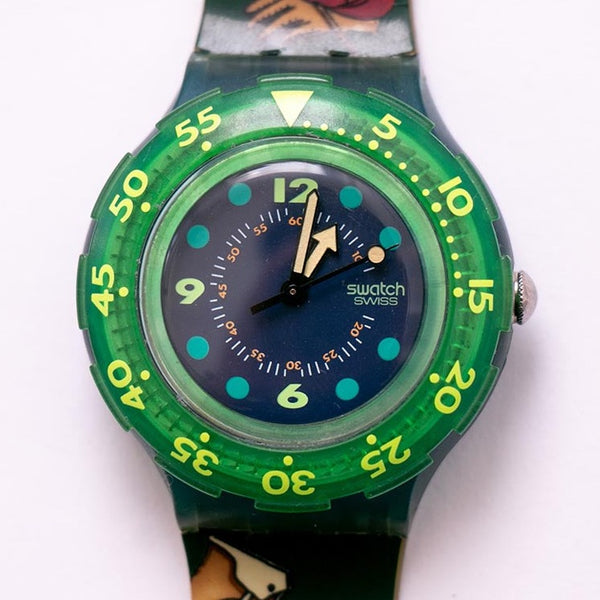 Blue Moon SDN100 Buntes Tauch swatch | Vintage -Taucher Uhren