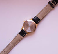Vintage Gold-Tone Moonphase Uhr | Schwarzes Zifferblatt -Quarz Uhr
