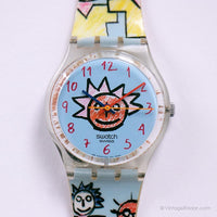 Vintage 2002 Swatch Cara de galleta GK386 reloj | EXTRAÑO Swatch Caballero reloj