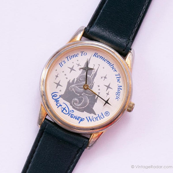 والت Disney World Vintage Watch | 90s Disney ساعة الكوارتز ذات النغمة الذهبية