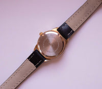 Quartz de phase de lune en or noir vintage montre pour femme