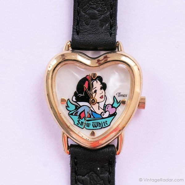 Blanche-Neige en forme de cœur Disney montre | RARE Timex 90 Disney montre
