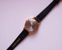 Seltene Vintage Milan Moonphase Uhr für Frauen mit schwarzem Armband