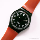 Vintage 2009 Swatch Costume noir GB247 montre | Quartz de fabrication suisse montre