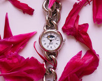 Silbertonem Mondphasenkonsort Quarz Uhr für Frauen | Vintage -Uhren