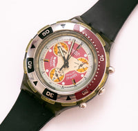 Snapper rouge SBM105 Scuba Swatch montre | 1996 Vintage Chrono Swatch