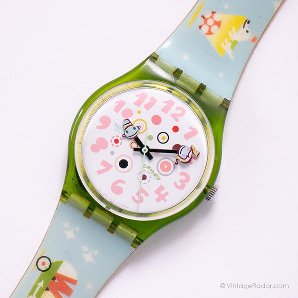 Vintage 1998 Swatch GG176 Casa llena reloj | EXTRAÑO Swatch Caballero reloj