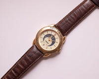 Vintage Brittania Moon Phase Quartz Watch Unisex | Gold-tone Wristwatch