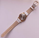 Classic Gold-tone Moon-phase Watch for Women with White Bracelet