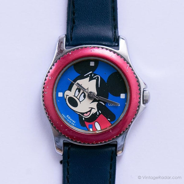 نادر Mickey Mouse Lorus Disney مشاهدة V501 1210 QD | 90s Lorus ساعة خمر